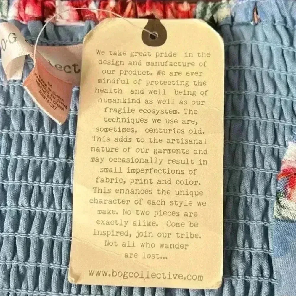 Band of Gypsies Floral Maxi Dress  Blue/Coral Medium NWT boho garden girl fairy - Picture 15 of 15